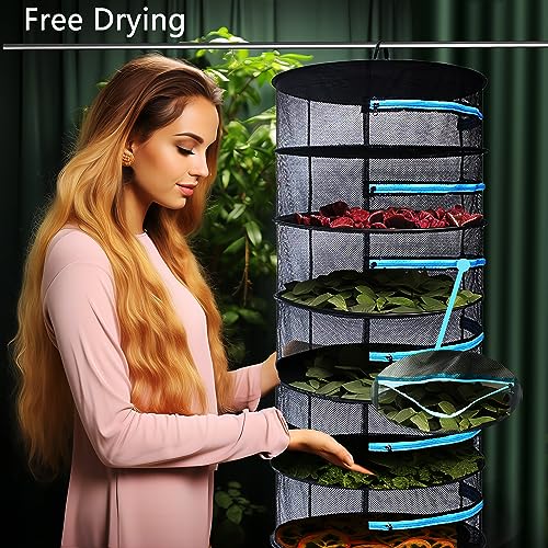 CASOLLY Herb Drying Rack for Dry, 2ft 8 Layer Plant Dry Rack Hanging W/Blue Zipper,Garden Scissor Include