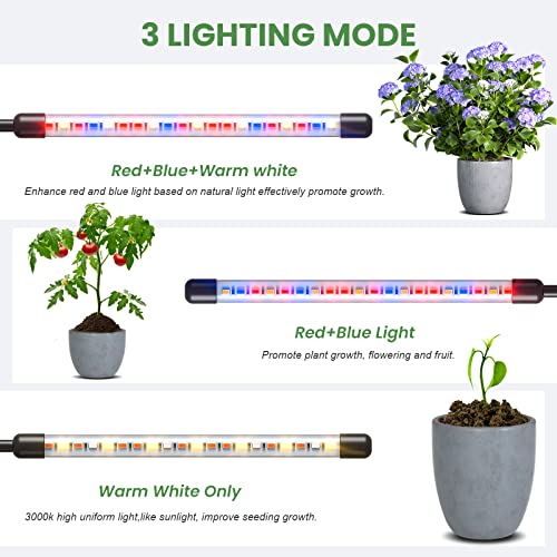 Grow Lights for Indoor Plants, LED Full Spectrum Plant Light with Stand (Adjustable Tripod 15-60inch for Floor Plants, Red/Blue/White, 4/8/12H Timer with Remote Control) (Red)