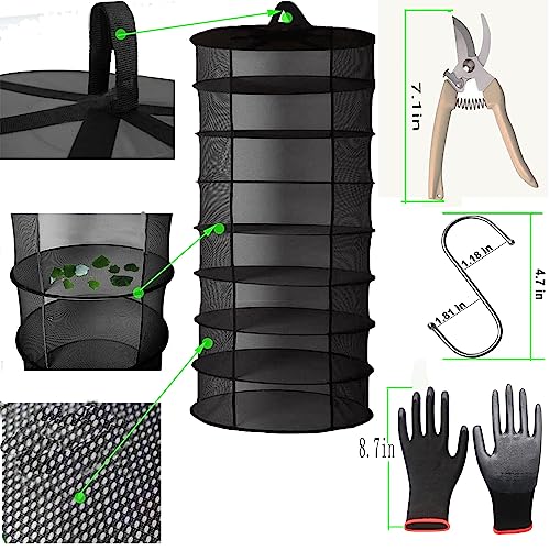 maexsktao 8-Layer Open herb Drying Rack net-Like Hanging Plant Drying net, Weed Plant Rack for Drying Plants and Herbs and hydroponic Flower Buds, and Garden Scissors for Free