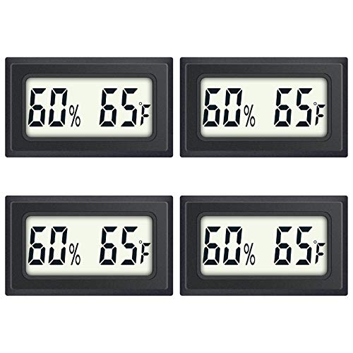 Reptile Thermometer 4-Pack Mini Digital Humidity Temperature Meters Gauge Indoor Hygrometer Thermometer AikTryee Hygrometer wiht Fahrenheit ℉ for Humidors Greenhouse Garden Cellar Closet Guitar Case