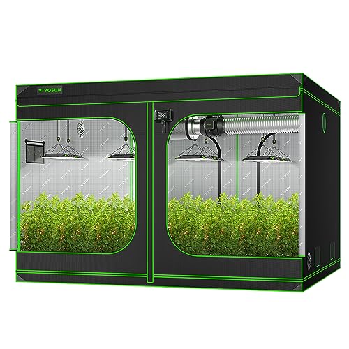VIVOSUN S888 8x8 Grow Tent, 96"x96"x80" High Reflective Mylar with Observation Window and Floor Tray for Hydroponics Indoor Plant for VS4000/VSF4300