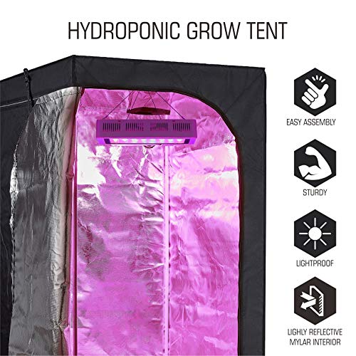 Hydro Plus Grow Tent Room Kit 24"x24"x48" Indoor Plants Growing Reflective Mylar Dark Room + Hydroponics Growing System Accessories (24"x24"x48" Kit)
