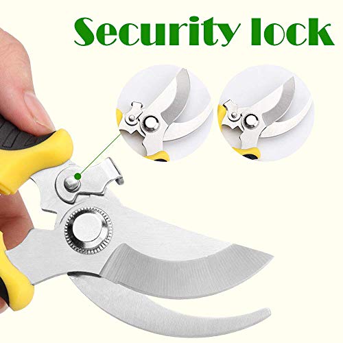 Garden Pruning Shears, 7.5" Hand Gardening Cutter, Professional Garden Scissors with Straight Stainless Steel Blade, Ultra Sharp Clippers Scissors for Trimming, Fruits, Flowers, Plants