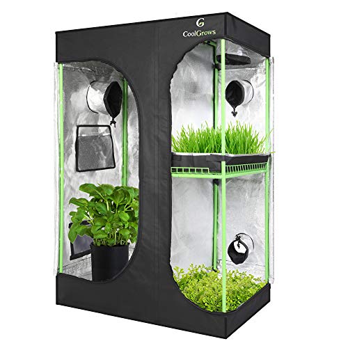 CoolGrows Upgraded 2-in-1 36"x24"x53" Mylar Hydroponic Grow Tent with Easy View Window and Floor Tray, 2'x3' Tent Kit for Indoor Plant Growing