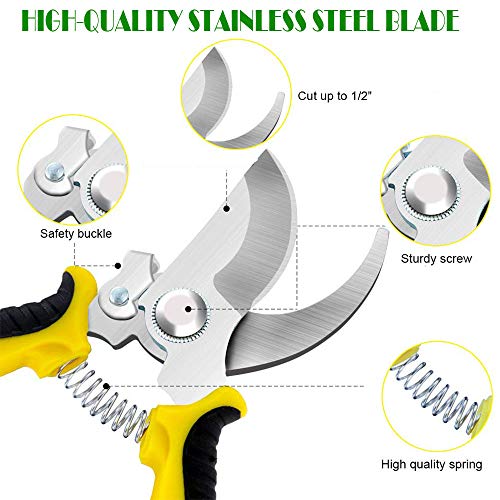 Garden Pruning Shears, 7.5" Hand Gardening Cutter, Professional Garden Scissors with Straight Stainless Steel Blade, Ultra Sharp Clippers Scissors for Trimming, Fruits, Flowers, Plants
