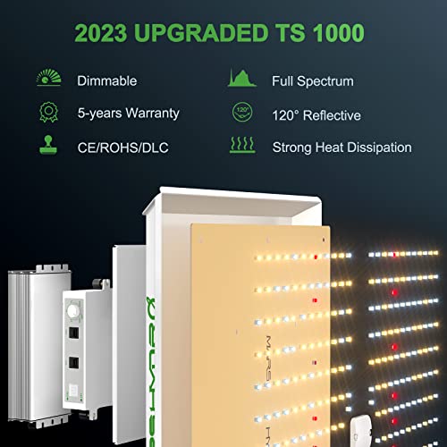 MARS HYDRO 2023 New TS1000 150 Watts LED Grow Lights for Indoor Plants, Patented Reflector Dimming Daisy Chain Sunlike Full Spectrum Growing Lamps for Seedlings Veg Bloom in 3x3 Grow Tent Greenhouse