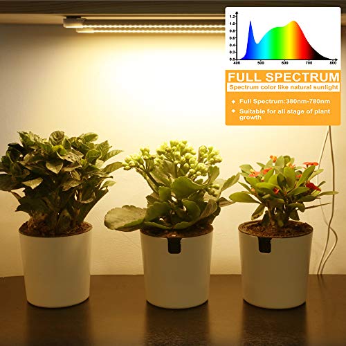 Mosthink LED Plant Grow Light Strips Full Spectrum for Indoor Plants with Auto ON/Off Timer, 48 LEDs / 4 Dimmable Levels, Sunlike Grow Lamp for Hydroponics Succulent, 2 Pack