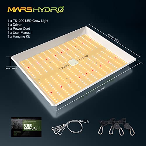 MARS HYDRO 2023 New TS1000 150 Watts LED Grow Lights for Indoor Plants, Patented Reflector Dimming Daisy Chain Sunlike Full Spectrum Growing Lamps for Seedlings Veg Bloom in 3x3 Grow Tent Greenhouse