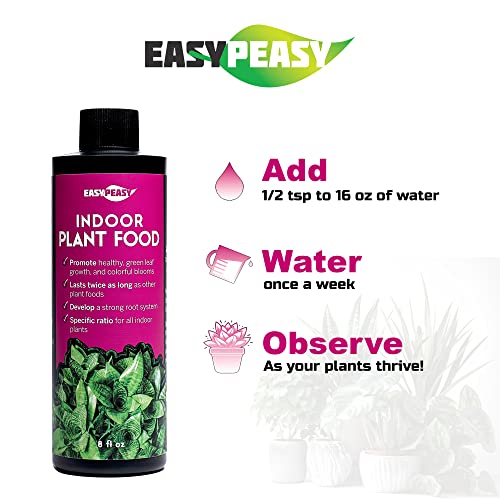Easy Peasy Liquid All Purpose Indoor Plant Food | 4-3-4 Nutrient Fertilizer for Indoor Potted Plants | Specifically Formulated for Live Houseplants