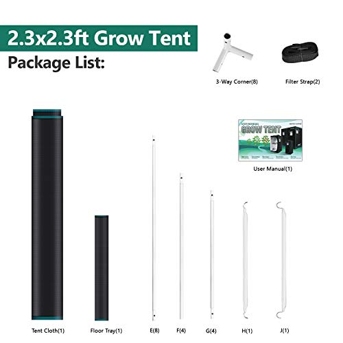 MARS HYDRO 2.3x2.3 Grow Tent, 27"x27"x63" Reflective Mylar Grow Tents with Removable Floor Tray View Window for Indoor Plant Growing Room for TS600/SP150/TS1000