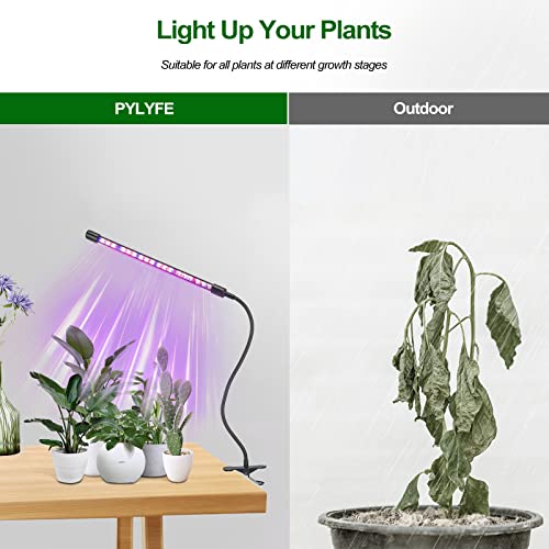 LED Grow Light for Indoor Plants: Full Spectrum Clip Lamp with Gooseneck - Garden Growing Lighting with Timer - Small Plant Lamp for House Office