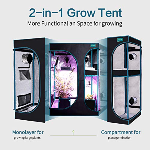 OPULENT SYSTEMS 2-in-1 Grow Tent 36”x24”x53” Mylar Reflective Water-Resister Hydroponic Growing Tent with Observation Window, Removable Floor Tray and Tool Bag for Indoor Plant Growing Systems