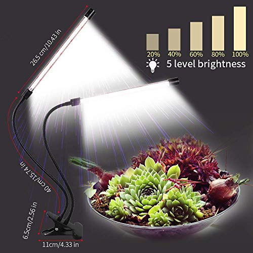 GHodec Grow Light,Full Spectrum White 84 LED Clip Plant Lights for Indoor Plants Growing, 4/8/12H Timer & 5 Dimmable Levels