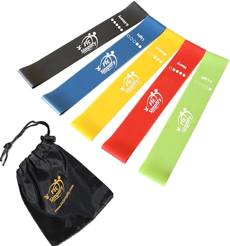 5-Piece Fit Simplify Resistance Loop Bands Set with Guide and Bag