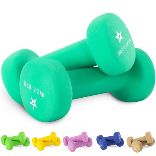 Yes4All 5 lbs Neoprene Dumbbells Set of 2