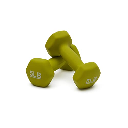 Amazon Basics Neoprene Coated Dumbbells, 5lb each, Green