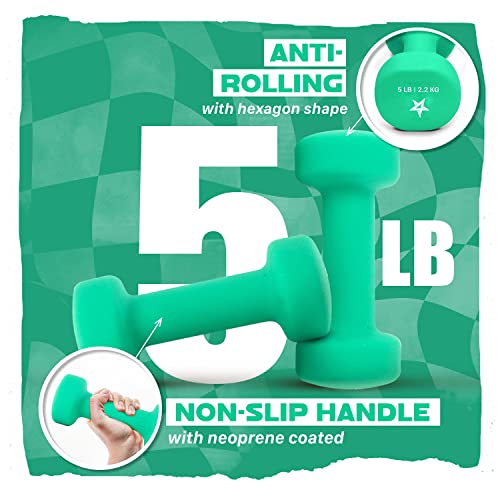 Yes4All 5 lbs Neoprene Dumbbells Set of 2