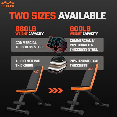 800lb Adjustable Foldable Weight Bench for Home Gym (Black)