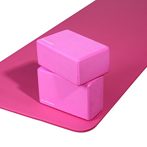 2 High Density Yoga Blocks for Home Fitness, Pink