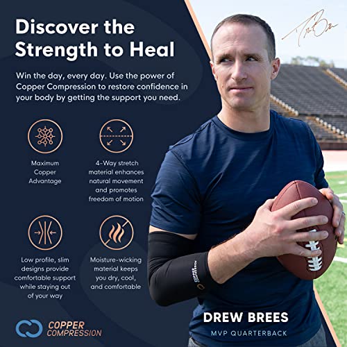 Black Copper Compression Full Arm Sleeve for Fitness