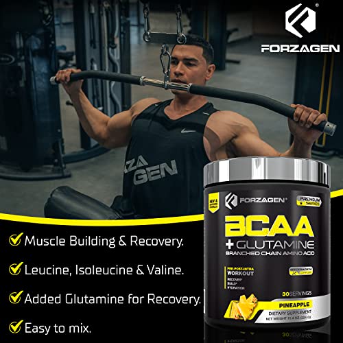 Forzagen BCAA Powder with Glutamine 30 Servings, Branched Chain Amino Acid Powder, Recovery Post Workout, Build, Hydration Available 4 Flavors