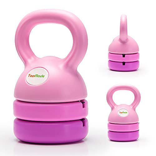 TopMade Adjustable Kettlebell - 5, 8, 9,12lb Kettlebell Weights Set for Home Gym Workout Ballistic, Cast Iron Adjustable Kettle Bells Weight Set For Men Or Women Strength Training Exercise, Pink