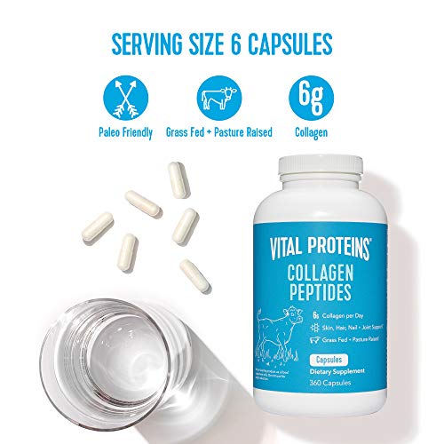 Vital Proteins Collagen Pills Supplement (Type I, III), 360 Collagen Capsules, 3300mg Serving Help Support Healthy Hair, Collagen Supplement