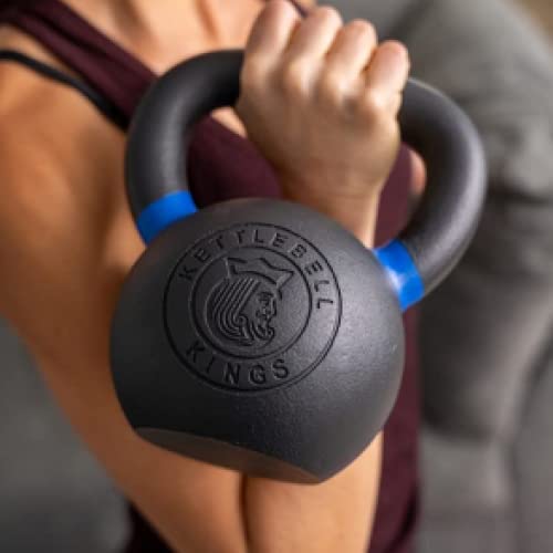 Kettlebell Kings Powder Coated Kettlebell Weights (5-90LB) For Women & Men | Durable Coating for Grip Strength, Rust Prevention, Longevity | American Style Weight Increments