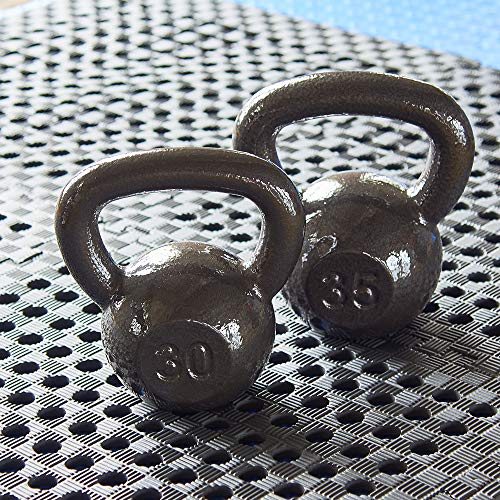 Signature Fitness Everyday Essentials All-Purpose Solid Cast Iron Kettlebell, Gray