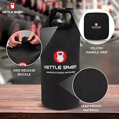Kettle Smart Adjustable Kettlebell - Foldable Strength Training Kettlebells ideal for Travel and Home Workouts - Black - Water and Sandbag Workout Bag for Full Body Workouts - Portable and Lightweights 10-35LBS
