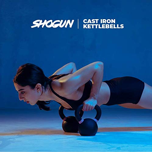 Shogun Sports Cast Iron Kettlebell. Cast-Iron Kettlebells with LB and KG Markings for Home Workouts, Functional Fitness, Weight Training. (Black - (35 LB/16 KG))