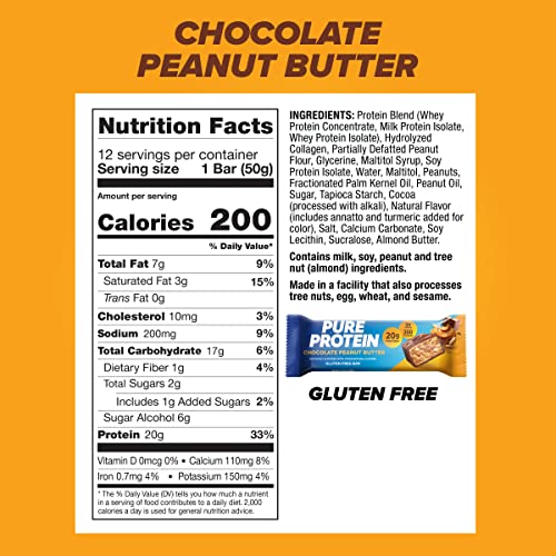 Pure Protein Chocolate Peanut Butter Bar - 12 Count