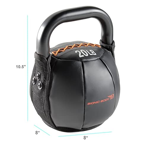 Bionic Body Soft Kettlebell with Handle for Weightlifting, Conditioning, Strength and core Training 20lb BBKB-20