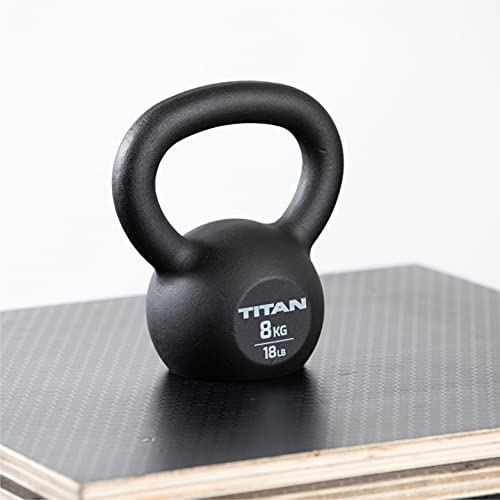 Titan Fitness 8 KG Cast Iron Kettlebell, Single Piece Casting, KG and LB Markings, Full Body Workout