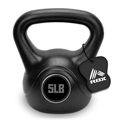 RBX Cement Kettlebell with Shock-Proof Plastic Coating - Kettlebell Sets for Home Gym and CrossFit Training, Comes in 4 Weight Options (5, 10, 15, 20 Pound Kettlebell Sets)
