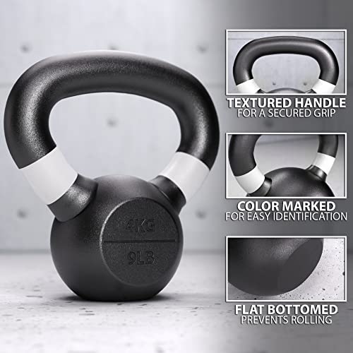 Synergee 4kg Cast Iron Kettlebell Weights for Strength Training, Conditioning and Functional Fitness