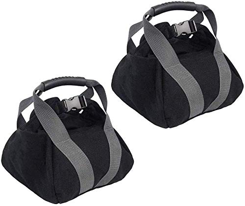2 Pcs Adjustable Canvas-Kettlebell-Sandbag wtih Handle for Training Home Training, Yoga, Fitness (Black)