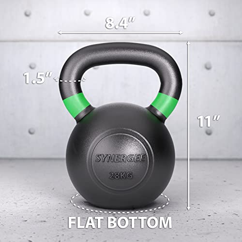Synergee 28kg Cast Iron Kettlebell Weights for Strength Training, Conditioning and Functional Fitness