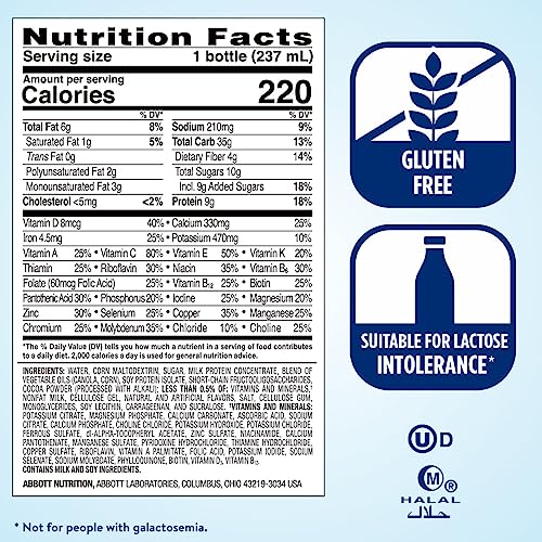 Ensure Original Nutrition Shake with Fiber, Small Meal Replacement Shake, Complete, Balanced Nutrition with Nutrients to Support Immune System Health, Milk Chocolate, 8 fl oz, 24 Count