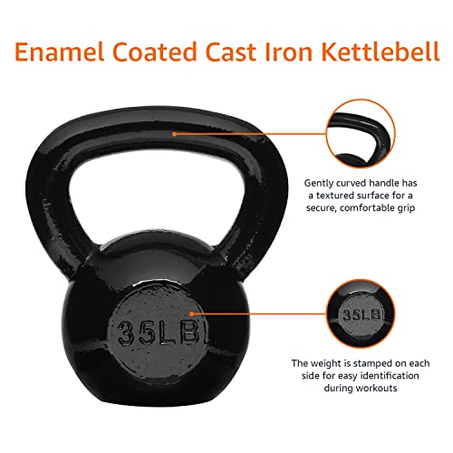 35-Pound Black Cast Iron Kettlebell with Enamel Finish