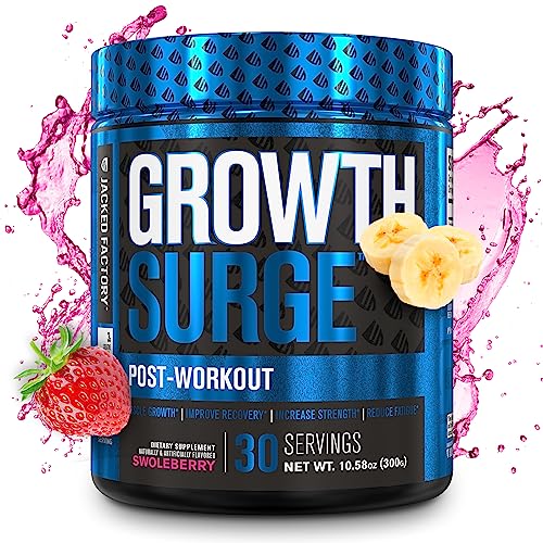 Jacked Factory Growth Surge Creatine Post Workout w/L-Carnitine - Daily Muscle Builder & Recovery Supplement with Creatine Monohydrate, Betaine, L-Carnitine L-Tartrate - 30 Servings, Swoleberry