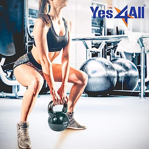 Yes4All Combo Vinyl Coated Kettlebell Weight Sets Great for Full Body Workout and Strength Training Black, 5 30 lbs