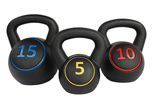 Kettlebell Weight Set with Stand - Cross Training, MMA, Home Exercise (5, 10 & 15lbs)