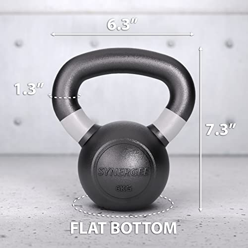 Synergee 6kg Cast Iron Kettlebell Weights for Strength Training, Conditioning and Functional Fitness