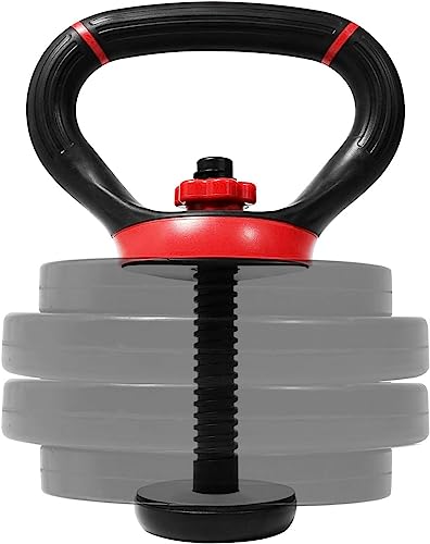 Yes4All Comfortable Grip Adjustable Kettlebell Handle Converter for 1 inch Weight Plates - Red