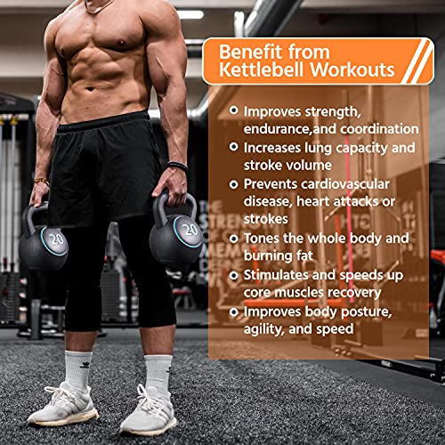 Yaheetech 4-Piece Kettlebell Set, Exercise Fitness Kettlebells Weight Set w/Textured Grip Wide Handle & HDPE Bottom for Women & Men Full Body Workout & Strength Training,Include 5lb, 10lb, 15lb, 20lb