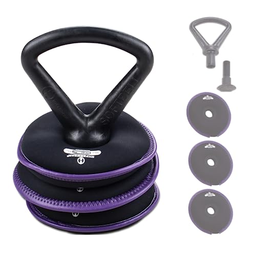 Hyperwear SoftBell Kettlebells Adjustable Weight - Protective Rubber Base Vinyl Coated Trim Soft Weight Plates - Home Workout Weights Set for Home Gym - Plates Fit SoftBell Barbell and Dumbbell (30 lb)