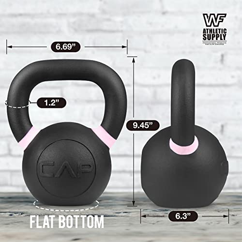 WF Athletic Supply Powder Coated Kettlebells, Black Matte Kettlebell Weights for Strength Training, Conditioning and Functional Fitness, LB and KG Markings