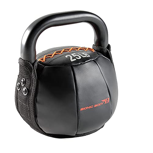 Bionic Body Soft Kettlebell with Handle for Weightlifting, Conditioning, Strength and core Training 25lb BBKB-25