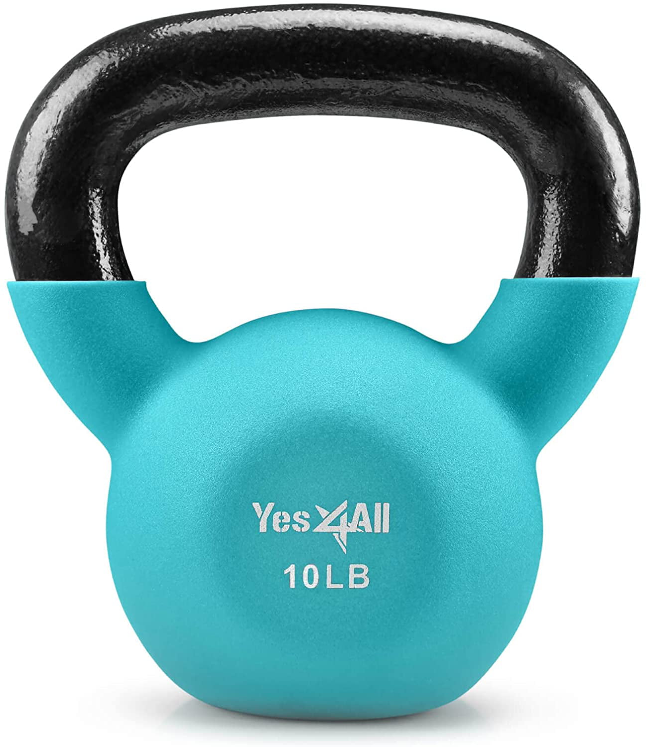 Yes4All Neoprene Coated Kettlebell Weights, Strength Training Kettlebells (10Lb - Peacock Blue)